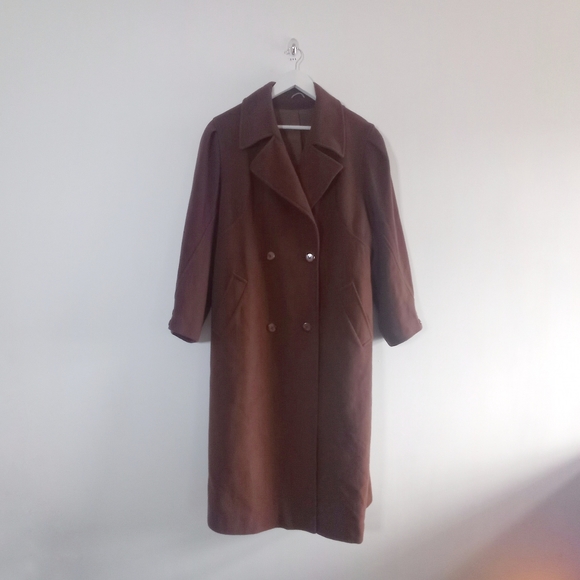 Julius Cashmere & Wool Long Trench Coat - Size 14 - Brown - Picture 2 of 4